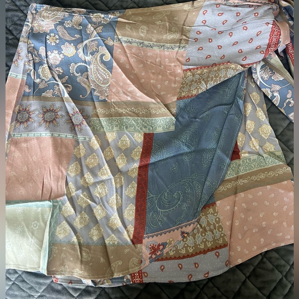 Multi print wrap skirt